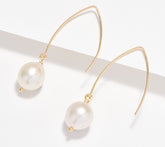 Affinity Cultured Pearls Sterling Silver Gold-Clad Wire Drop Earrings